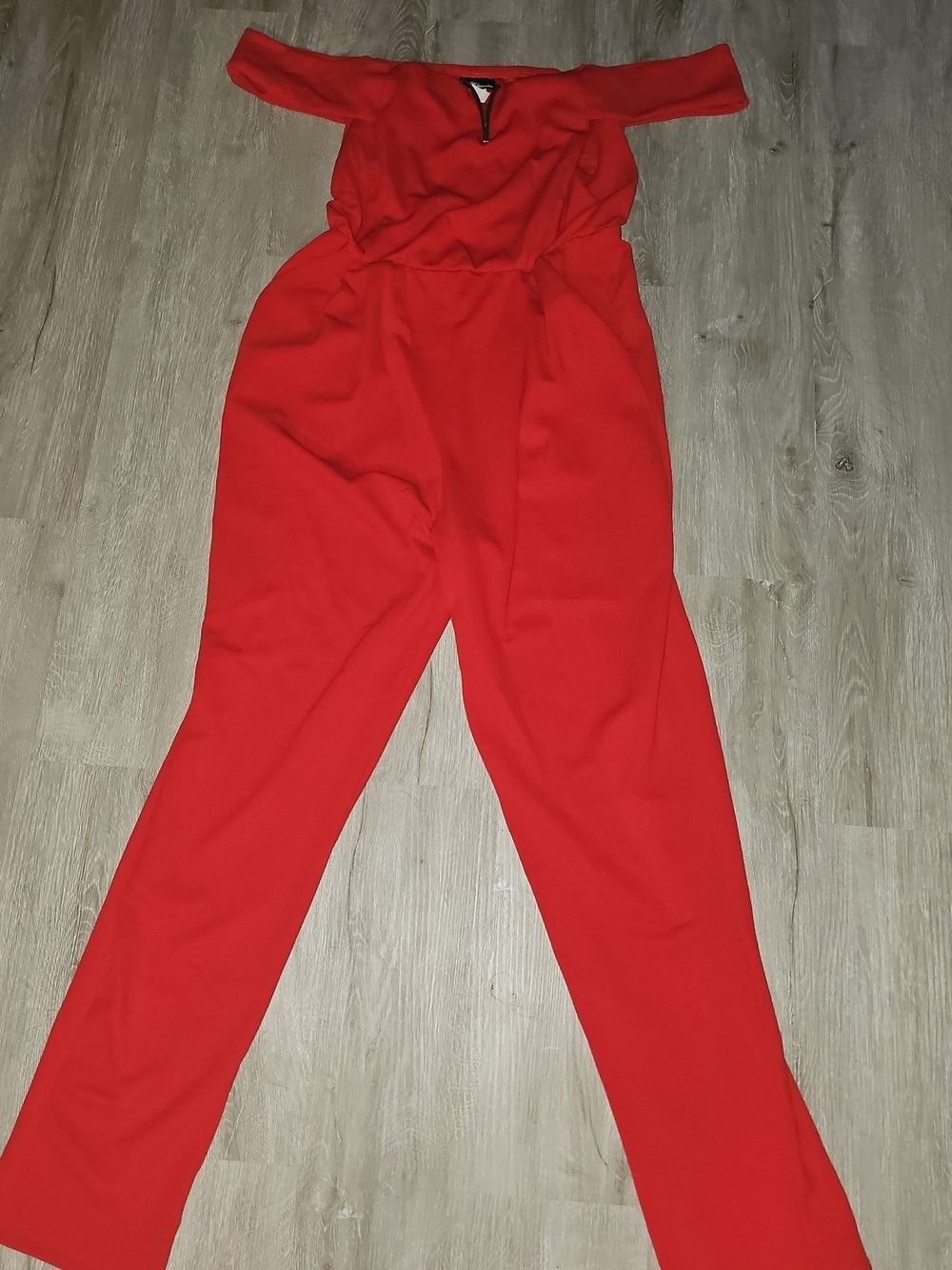 Off-Shoulder Red Jumpsuit